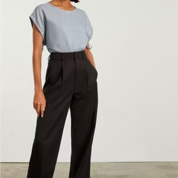 Everlane Top Drawstring Tunic Sky Blue Linen Minimalist Neutral Summer Size XS - Picture 3 of 14